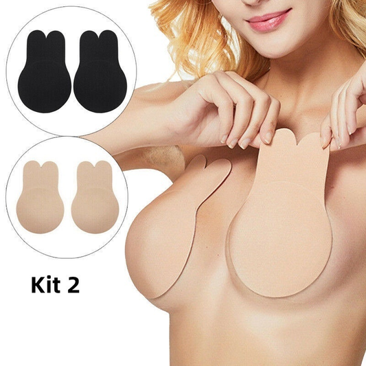 Kit Pare Sutiã Adesivo Levanta Seio Invisible Pushup tipo Orelha De Coelho