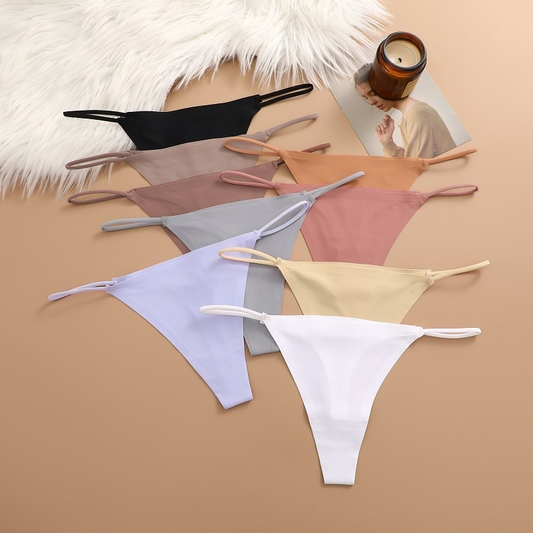 Calcinha Sexy De Tangas Sem Costura Para Mulheres Cintura Baixa E Cuecas De Cor Sólida